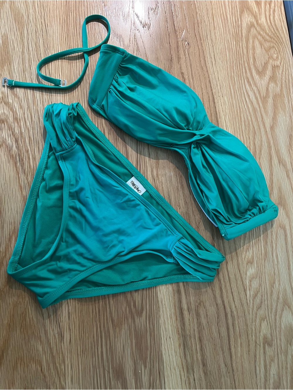 Mossimo Jade Green Bandeau Bikini Set Small Top Medium Bottom Swimwear